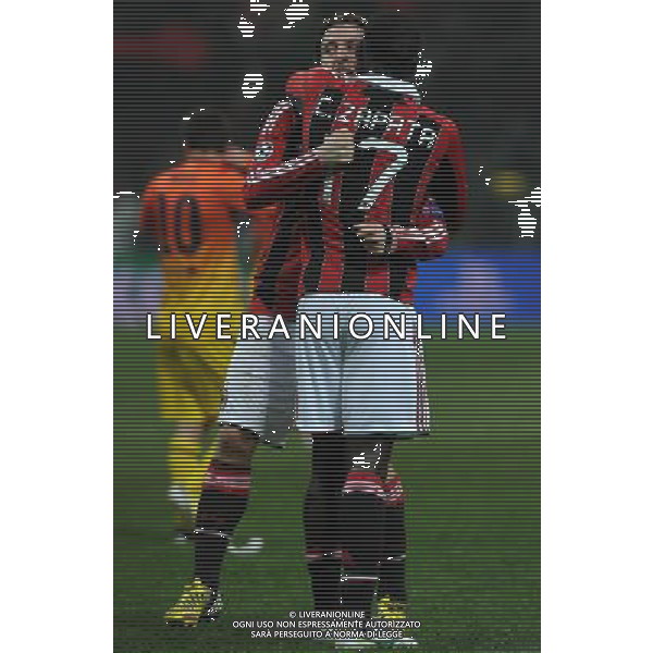 UEFA Champions League 2012/2013 Ottavi di Finale Andata Milano - 20.02.2013 Milan-Barcellona Nella Foto:esultanza montolivo e zapata /Ph.Vitez-Ag. Aldo Liverani