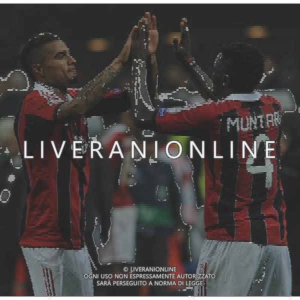 UEFA Champions League 2012/2013 Ottavi di Finale Andata Milano - 20.02.2013 Milan-Barcellona Nella Foto:esultanza boateng e muntari /Ph.Vitez-Ag. Aldo Liverani