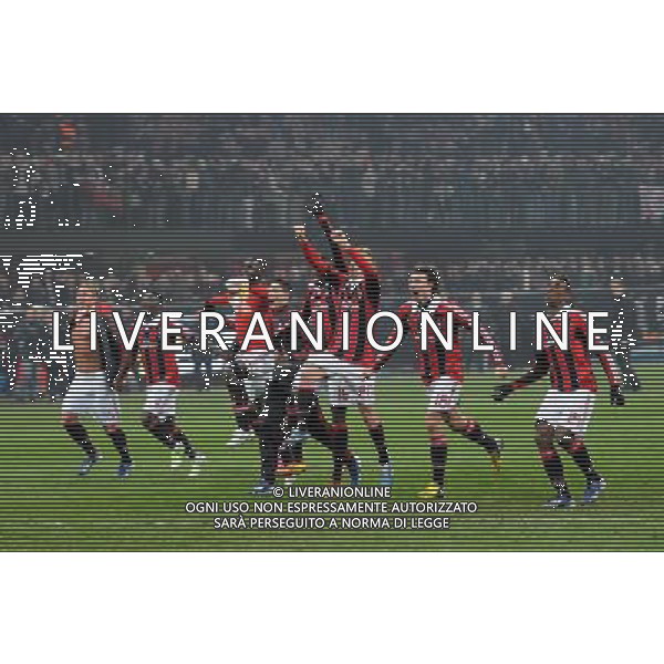 MILAN - BARCELLONA UEFA Champions League 2012/2013 Ottavi di Finale Andata NELLA FOTO : ESULTANZA DEI GIOCATORI DEL MILAN A FINE GARA /AGENZIA ALDO LIVERANI SAS 