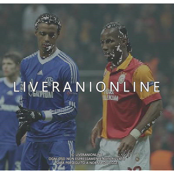 UEFA Champions League last sixteen first leg match between Galatasaray and Schalke 04 at Turk Telekom Arena Stadium in Istanbul on 20.02.2013 Pictured: Didier Drogba of Galatasaray and Joel Matip of Schalke 04. pilka nozna liga mistrzow sezon 2012/2013 FOT.SESKIM PHOTO/NEWSPIX.PL TURKEY, GERMANY, AUSTRIA AND UK OUT !!! --- Newspix.pl AG ALDO LIVERANI S A S ONLY ITALY *** Local Caption *** www.newspix.pl mail us: info@newspix.pl call us: 0048 022 23 22 222 --- Polish Picture Agency by Ringier Axel Springer Poland
