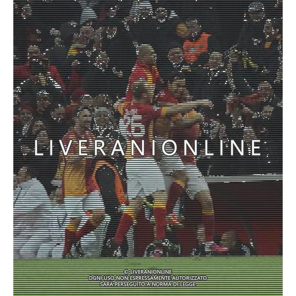 UEFA Champions League last sixteen first leg match between Galatasaray and Schalke 04 at Turk Telekom Arena Stadium in Istanbul on 20.02.2013 Pictured: Galatasaray\'s players celebrates after the score. pilka nozna liga mistrzow sezon 2012/2013 FOT.SESKIM PHOTO/NEWSPIX.PL TURKEY, GERMANY, AUSTRIA AND UK OUT !!! --- Newspix.pl AG ALDO LIVERANI S A S ONLY ITALY *** Local Caption *** www.newspix.pl mail us: info@newspix.pl call us: 0048 022 23 22 222 --- Polish Picture Agency by Ringier Axel Springer Poland