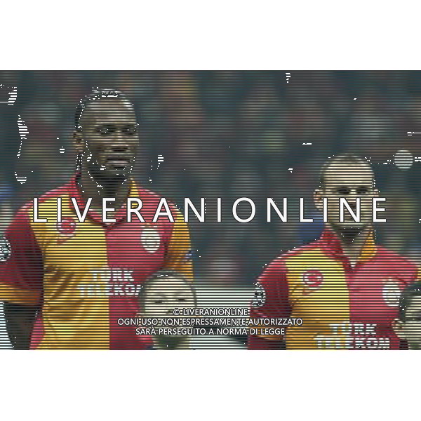 UEFA Champions League last sixteen first leg match between Galatasaray and Schalke 04 at Turk Telekom Arena Stadium in Istanbul on 20.02.2013 Pictured: Didier Drogba and Wesley Sneijder of Galatasaray. pilka nozna liga mistrzow sezon 2012/2013 FOT.SESKIM PHOTO/NEWSPIX.PL TURKEY, GERMANY, AUSTRIA AND UK OUT !!! --- Newspix.pl AG ALDO LIVERANI S A S ONLY ITALY *** Local Caption *** www.newspix.pl mail us: info@newspix.pl call us: 0048 022 23 22 222 --- Polish Picture Agency by Ringier Axel Springer Poland