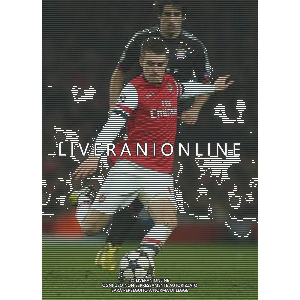 Arsenal\'s Aaron Ramsey Football - UEFA Champions League - round of 16 - First Leg - Arsenal London v Bayern Munich - 19th February 2013 - Emirates Stadium - London - UK Foto: Michal Zemanek / dla Newspix.pl LIGA MISTRZOW SEZON 2012/2013 PILKA NOZNA ARSENAL LONDYN vs BAYERN MONACHIUM --- Newspix.pl AG ALDO LIVERANI S A S ONLY ITALY *** Local Caption *** www.newspix.pl mail us: info@newspix.pl call us: 0048 022 23 22 222 --- Polish Picture Agency by Ringier Axel Springer Poland