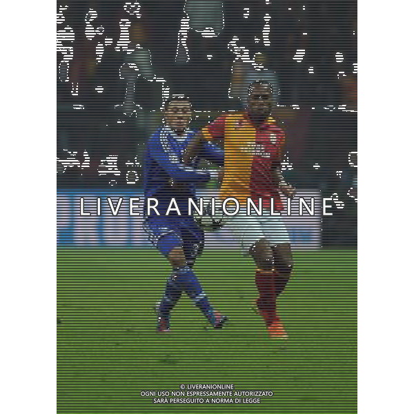 (130221) -- ISTANBUL, Feb 21, 2013 () -- Didier Drogba(R) of Galatasaray vies with Sead Kolasinac of FC Schalke 04 during an UEFA Champions League football match between Galatasaray and FC Schalke 04 at the Ali Samiyen stadium in Istanbul on February 20, 2013.(/Ma Yan)(ql) ©photoshot/AGENZIA ALDO LIVERANI SAS - ITALY ONLY - EDITORIAL USE ONLY