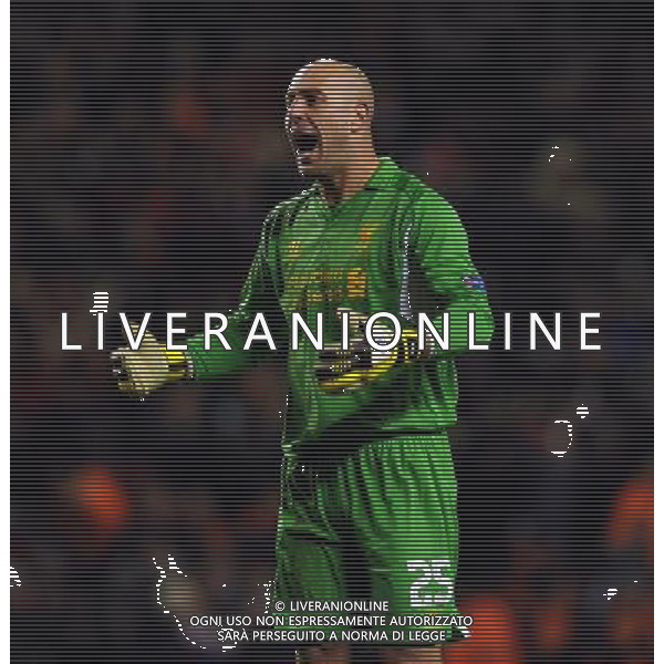 Pepe Reina Celebrates after 2nd goal Liverpool 2012/13 Liverpool V FC Zenit ST Petersburg 21/02/13 UEFA Europa League Photo: Robin Parker Fotosports International AG ALDO LIVERANI S A S ONLY ITALY