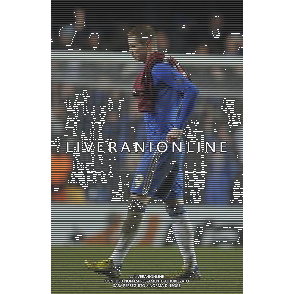 Stamford Bridge Chelsea v Sparta Prague (1-1, 2-1 agg) Europa League 21/02/13 Fernando Torres (Chelsea) leaves the field empty handed apart from a Sparta shirt, after another poor display of finishing Photo: Roger Parker Fotosports International AG ALDO LIVERANI S A S ONLY ITALY