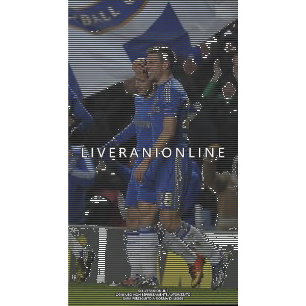 Stamford Bridge Chelsea v Sparta Prague (1-1, 2-1 agg) Europa League 21/02/13 Eden Hazard, scorer of the goal which puts Chelsea through, celebrates with Cesar Aspilicueta Photo: Roger Parker Fotosports International AG ALDO LIVERANI S A S ONLY ITALY