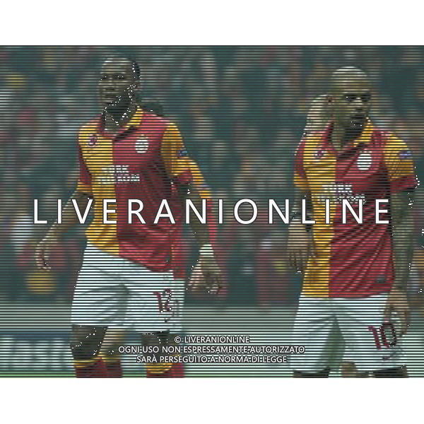 UEFA Champions League last sixteen first leg match between Galatasaray and Schalke 04 at Turk Telekom Arena Stadium in Istanbul on 20.02.2013 AG ALDO LIVERANI S A S Pictured: Didier Drogba and Felipe Melo of Galatasaray.