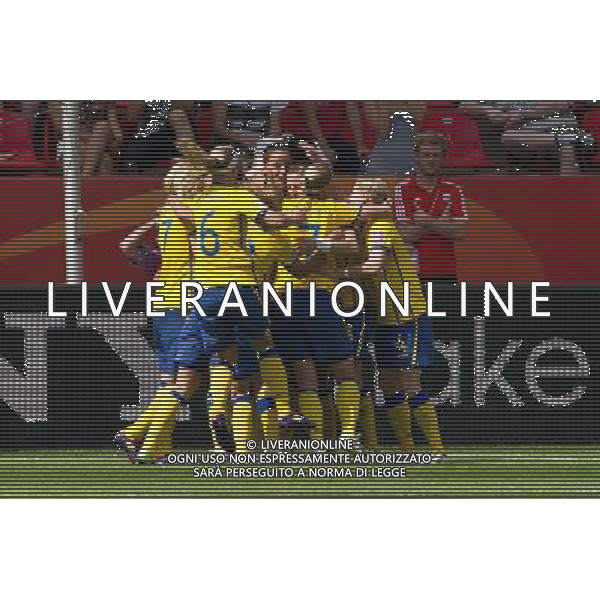 Jessica Landstrom (Sweden); June 28; 2011 - Football : Fifa Women\'s World Cup Germany 2011;Group C Match 6; match between Colombia 0-1 Sweden at BayArena Stadion ;Leverkusen, Germany.;Joy Goal 0-1;( photo by aicfoto)(ITALY) [0855] /AGENZIA ALDO LIVERANI SAS