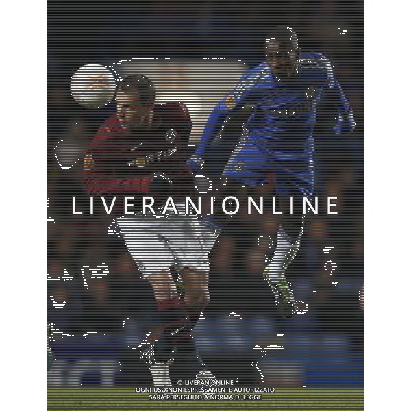 (130222) -- LONDON, Feb. 22, 2013 () -- Ramires (R) of Chelsea vies with Marek Matejovsky of Sparta Prague during the UEFA Europa League round of 32 second leg match between Chelsea and Sparta Prague at Stamford Bridge in London, Britain, on Feb. 21, 2013. The match ended with a 1-1 draw and Chelsea reached the last 16 with a 2-1 score in total. (/Wang Lili) AG ALDO LIVERANI S A S ONLY ITALY