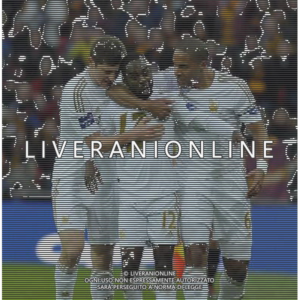 Wembley Stadium Bradford City v Swansea City Capital One Cup Final 24/02/2013 Nathan Dyer (Swansea) celebrates with Ben Davies and Ashley Williams after scoring first goal Photo: Roger Parker Fotosports International ©PHOTOSHOT/AGENZIA ALDO LIVERANI SAS - ITALY ONLY - EDITORIAL USE ONLY