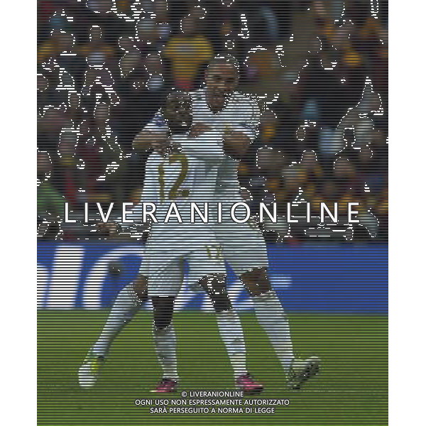 Wembley Stadium Bradford City v Swansea City (0-5) Capital One Cup Final 24/02/2013 Nathan Dyer (Swansea) celebrates with Ashley Williams after scoring first goal Photo: Roger Parker Fotosports International ©PHOTOSHOT/AGENZIA ALDO LIVERANI SAS - ITALY ONLY - EDITORIAL USE ONLY