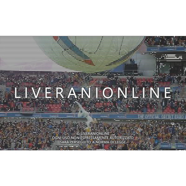 Wembley Stadium Bradford city v Swansea City (0-5) Capital One Cup Final 24/02/2013 Pre match entertainment as Football League Cup is delivered by balloon gymnast Photo: Roger Parker Fotosports International ©PHOTOSHOT/AGENZIA ALDO LIVERANI SAS - ITALY ONLY - EDITORIAL USE ONLY