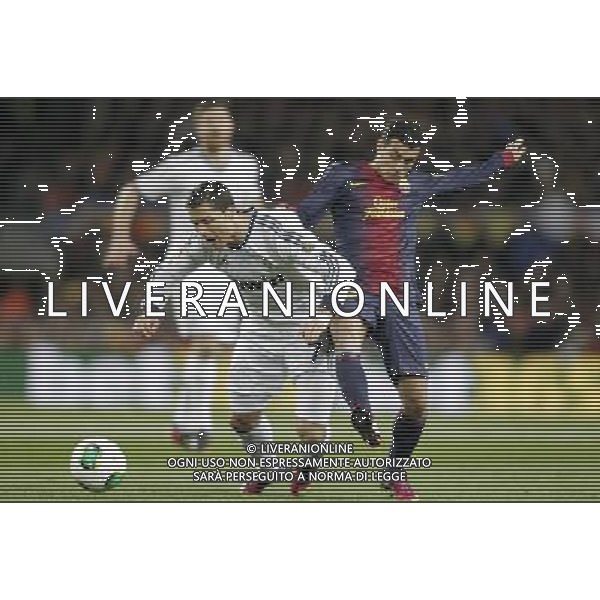 FC Barcelona\'s Pedro Rodriguez (r) and Real Madrid\'s Cristiano Ronaldo during Copa del Rey - King\'s Cup semifinal second match.February 26,2013. (ALFAQUI/Acero) AG ALDO LVERANI S A S ONLY ITALY
