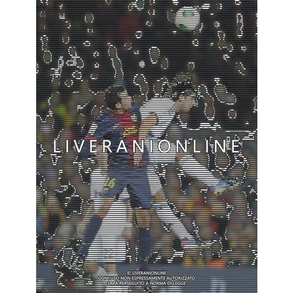 FC Barcelona\'s Sergio Busquets (l) and Real Madrid\'s Sami Khedira during Copa del Rey - King\'s Cup semifinal second match.February 26,2013. (ALFAQUI/Acero) AG ALDO LVERANI S A S ONLY ITALY