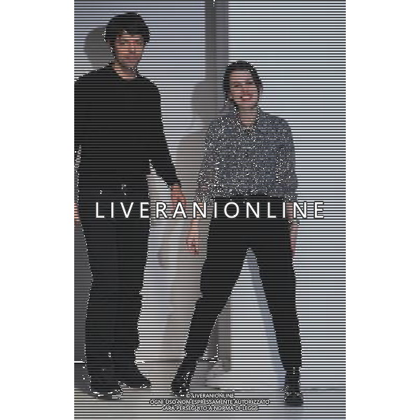 (130226) -- PARIS, Feb. 26, 2013 () -- French designers Francois Alary and Ophelie Klere appear at the end of their Fall/Winter 2013/2014 ready-to-wear fashion show for fashion house Devastee in Paris, France, Feb. 26, 2013. (/Gao Jing) ©Photoshot/AGENZIA ALDO LIVERANI SAS-ITALY ONLY - EDITORIAL USE ONLY