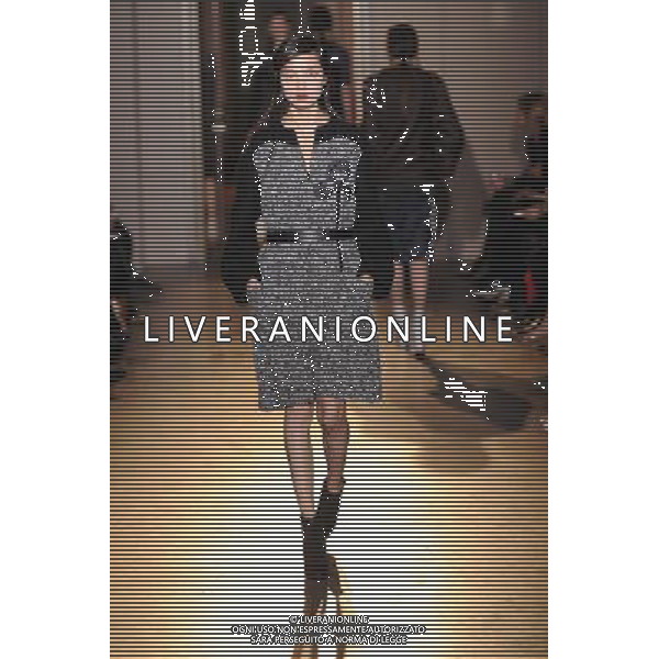 A model walks the runway during the Rue du Mail Ready-To-Wear Fall/Winter 2013 show as part of Paris Fashion Week on February 28, 2013 in Paris, France. ©Photoshot/AGENZIA ALDO LIVERANI SAS-ITALY ONLY - EDITORIAL USE ONLY