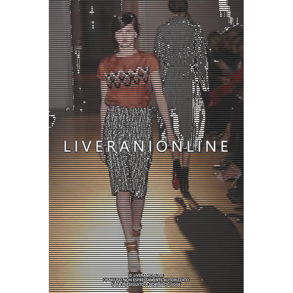 A model walks the runway during the Rue du Mail Ready-To-Wear Fall/Winter 2013 show as part of Paris Fashion Week on February 28, 2013 in Paris, France. ©Photoshot/AGENZIA ALDO LIVERANI SAS-ITALY ONLY - EDITORIAL USE ONLY