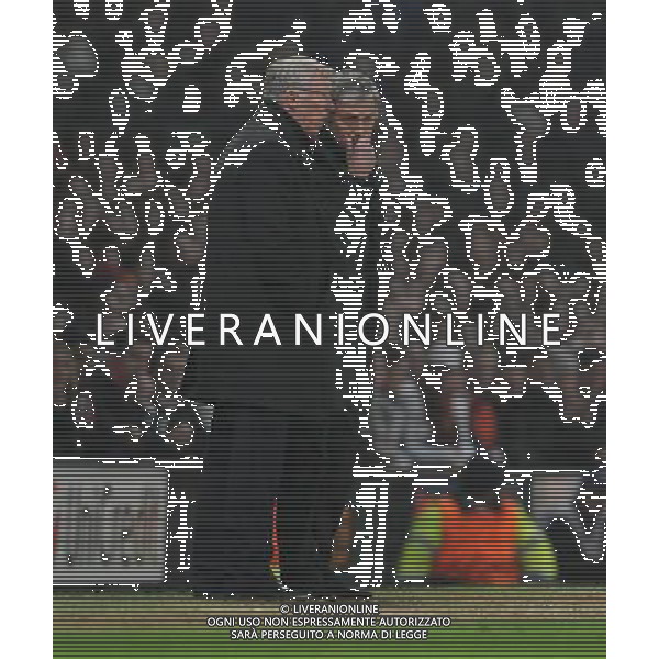 Jose Mourinho Manager has a quiet word with Manchester United\'s Manager Sir Alex Ferguson Real Madrid 2012/13 Manchester United V Real Madrid (1-2) 05/03/13 UEFA Champions League Round of 16-Second Leg Photo: Robin Parker Fotosports International AG ALDO LIVERANI S A S ONLY ITALY