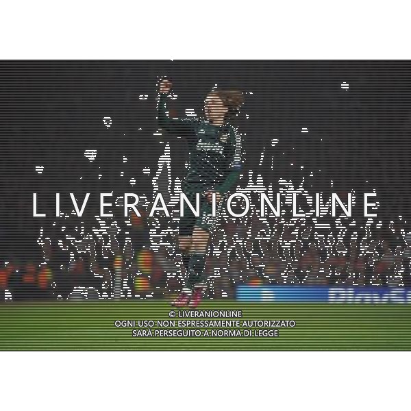 Luka Modric Celebrates Scoring 1st goal Real Madrid 2012/13 Manchester United V Real Madrid (1-2) 05/03/13 UEFA Champions League Round of 16-Second Leg Photo: Robin Parker Fotosports International AG ALDO LIVERANI S A S ONLY ITALY