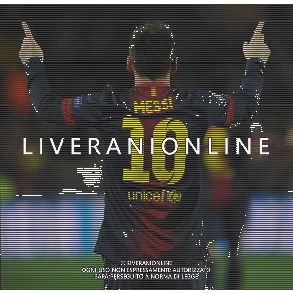 UEFA Champions League 2012/2013 Ottavi di Finale Ritorno Barcellona - 12.03.2013 Barcellona-Milan Nella Foto:messi esulta secondo gol /Ph.Vitez-Ag. Aldo Liverani