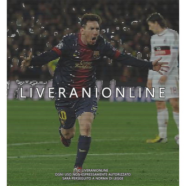 UEFA Champions League 2012/2013 Ottavi di Finale Ritorno Barcellona - 12.03.2013 Barcellona-Milan Nella Foto:messi esulta secondo gol /Ph.Vitez-Ag. Aldo Liverani