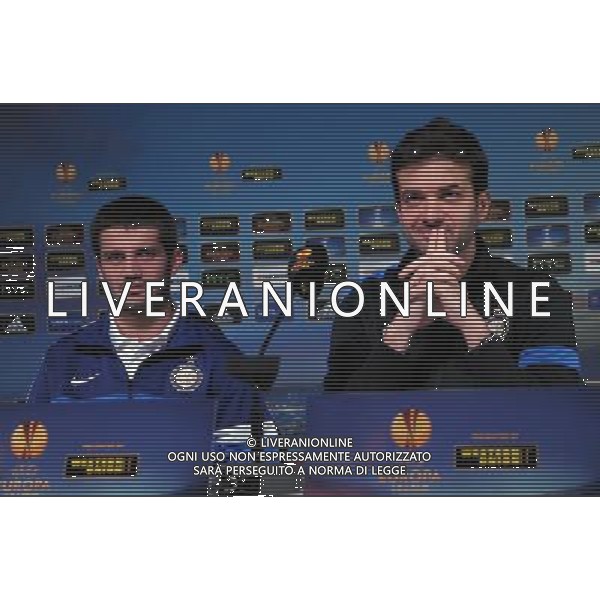 APPIANO GENTILE (CO) 13/3/2013 CONFERENZA STAMPA STAMPA INTER PER LA PARTITA DI EUROPA LEAGUE: -INTER vs TOTTENHAM- NELLA FOTO ANDREA STRAMACCIONI E CHRISTIAN CHIVU FOTO ROMANO/AG ALDO LIVERANI S.A.S.