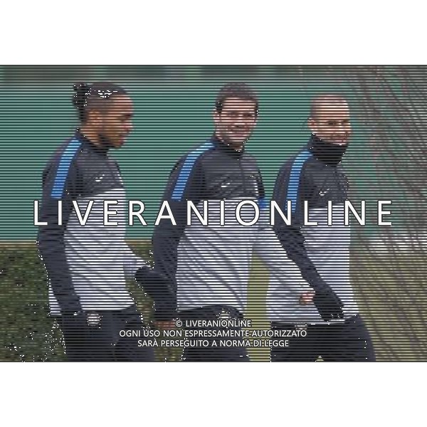 APPIANO GENTILE (CO) 13/3/2013 ALLENAMENTO DELL\' INTER PER LA PARTITA DI EUROPA LEAGUE CONTRO IL TOTTENHAM NELLA FOTO RODRIGO PALACIO, CHRISTIAN CHIVU E PEREIRA FOTO ROMANO/AG ALDO LIVERANI