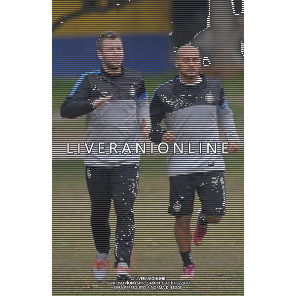 APPIANO GENTILE (CO) 13/3/2013 ALLENAMENTO DELL\' INTER PER LA PARTITA DI EUROPA LEAGUE CONTRO IL TOTTENHAM NELLA FOTO ANTONIO CASSANO CON Cicero Moreira Jonathan FOTO ROMANO/AG ALDO LIVERANI