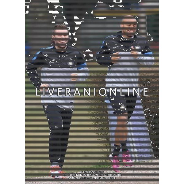 APPIANO GENTILE (CO) 13/3/2013 ALLENAMENTO DELL\' INTER PER LA PARTITA DI EUROPA LEAGUE CONTRO IL TOTTENHAM NELLA FOTO ANTONIO CASSANO CON Cicero Moreira Jonathan FOTO ROMANO/AG ALDO LIVERANI