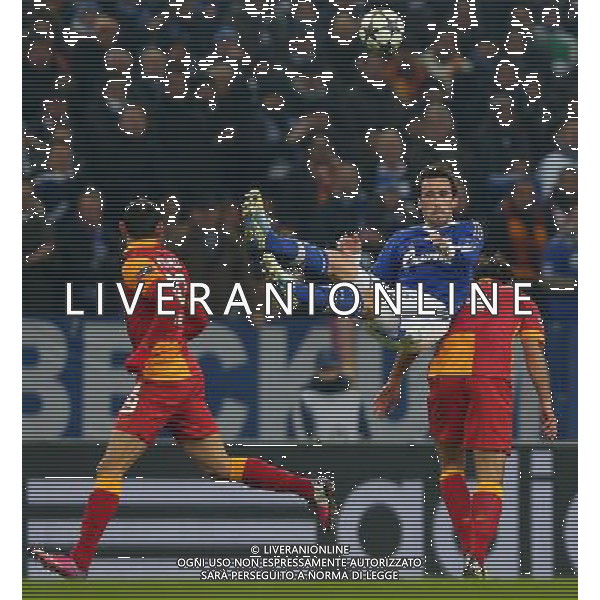 UEFA Champions League second match between Schalke 04 and Galatasaray at Veltins arena in Gelsenkirchen, Germany 12.03.2013 Match Scored: Schalke 04 (2) - Galatasaray (3) Pictured: Umut Bulut of Galatasaray and Christian Fuchs of Schalke 04. ©PHOTOSHOT/AGENZIA ALDO LIVERANI SAS - ITALY ONLY - EDITORIAL USE ONLY