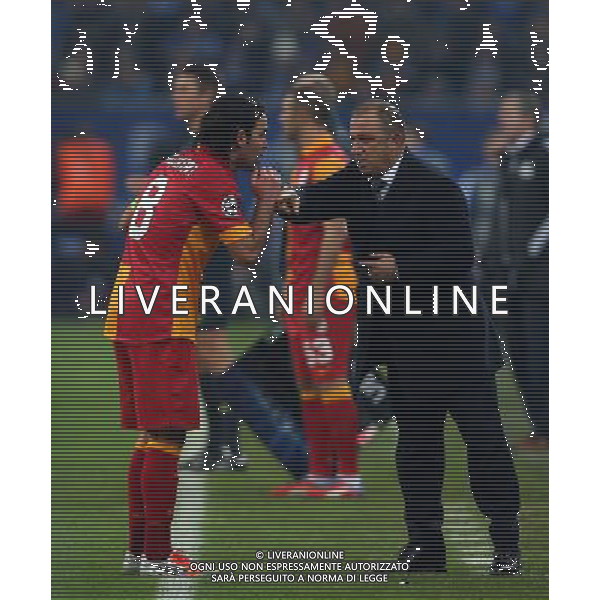 UEFA Champions League second match between Schalke 04 and Galatasaray at Veltins arena in Gelsenkirchen, Germany 12.03.2013 Match Scored: Schalke 04 (2) - Galatasaray (3) Pictured: Selcuk Inan and Coach Fatih Terim of Galatasaray. ©PHOTOSHOT/AGENZIA ALDO LIVERANI SAS - ITALY ONLY - EDITORIAL USE ONLY