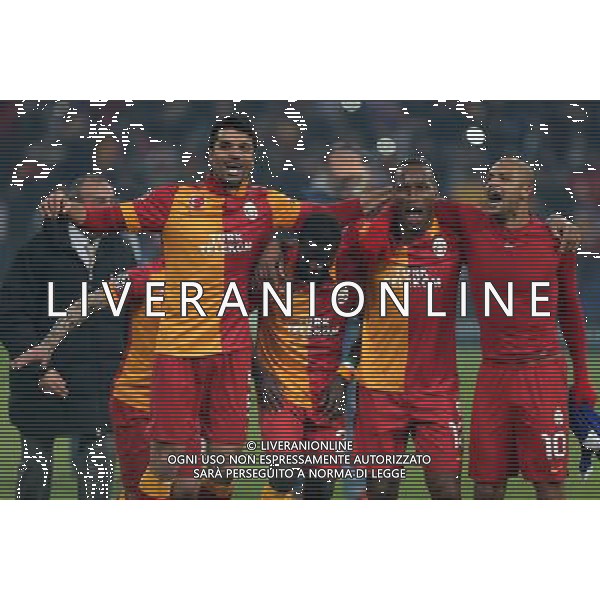 UEFA Champions League second match between Schalke 04 and Galatasaray at Veltins arena in Gelsenkirchen, Germany 12.03.2013 Match Scored: Schalke 04 (2) - Galatasaray (3) Pictured: l-r Gokhan Zan, Emmanuel Eboue, Didier Drogba and Felipe Melo of Galatasaray. ©PHOTOSHOT/AGENZIA ALDO LIVERANI SAS - ITALY ONLY - EDITORIAL USE ONLY