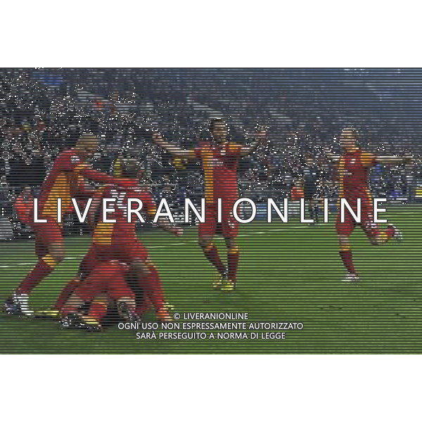 (130313) -- GELSENKIRCHEN, March 13, 2013 () -- Players of Galatasaray celebrate during the UEFA Champions League eighth-final match against FC Schalke 04 at Veltins Arena in Gelsenkirchen, west Germany, March 12, 2013. Galatasaray won 3-2 and entered the quarterfinal. (/Ma Ning) (ql) cphotoshot/AGENZIA ALDO LIVERANI SAS - ITALY ONLY - EDITORIAL USE ONLY