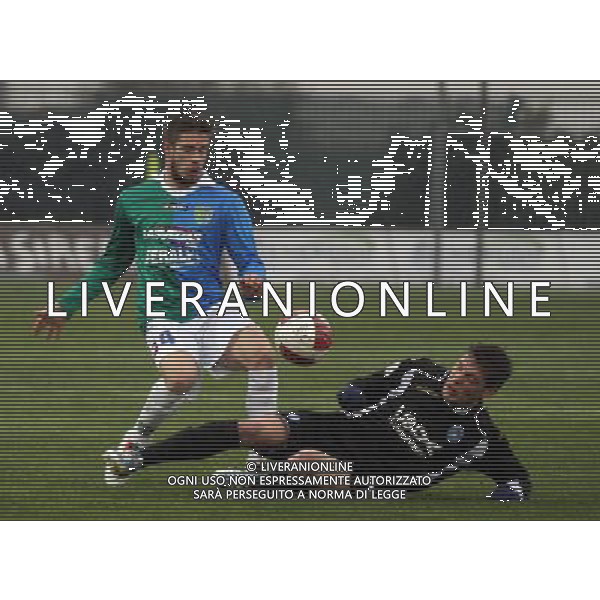 Sport Calcio Salo\' Lega Pro 1^ Feralpi Salo\'-Albinoleffe Castagnetti e Belotti, oggi 17 Marzo 2013. Fotolive/Felice Calabro\'