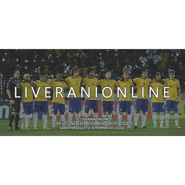 Gara Amichevole Ginevra (Svizzera) - 21.03.2013 Italia-Brasile Nella Foto:la squadra del brasile durante il minuto di silenzio per pietro mennea /Ph.Vitez-Ag. Aldo Liverani