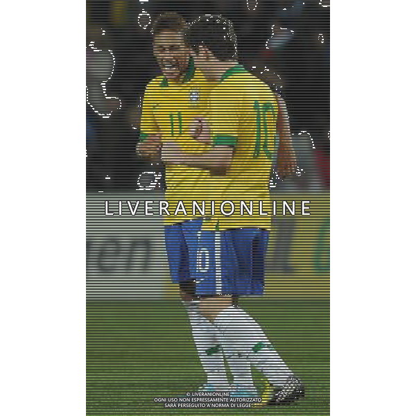 Gara Amichevole Ginevra (Svizzera) - 21.03.2013 Italia-Brasile Nella Foto:oscar esulta con neymar /Ph.Vitez-Ag. Aldo Liverani