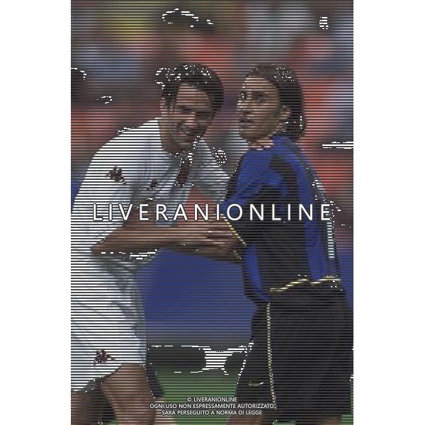MILANO, 22-08-02 DFP/MARCO LUSSOSO INTER-ROMA (TROFEO PIRELLI) NELLA FOTO: CHRISTIAN PANUCCI E CANNAVARO AG ALDO LIVERANI S A S