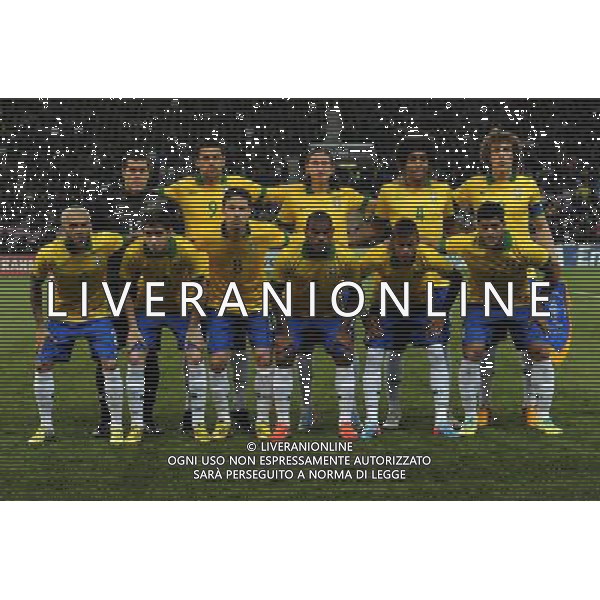 Gara Amichevole Ginevra (Svizzera) - 21.03.2013 Italia-Brasile Nella Foto:Brasile Squadra Formazione:Julio Cesar,Daniel Alves,David luiz,Dante,Fernando,Filipe Luis,Hulk,Hernanes,Fred,Oscar,Neymar /Ph.Vitez-Ag. Aldo Liverani