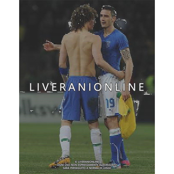 Gara Amichevole Ginevra (Svizzera) - 21.03.2013 Italia-Brasile Nella Foto:David Luiz-Bonucci Leonardo /Ph.Vitez-Ag. Aldo Liverani