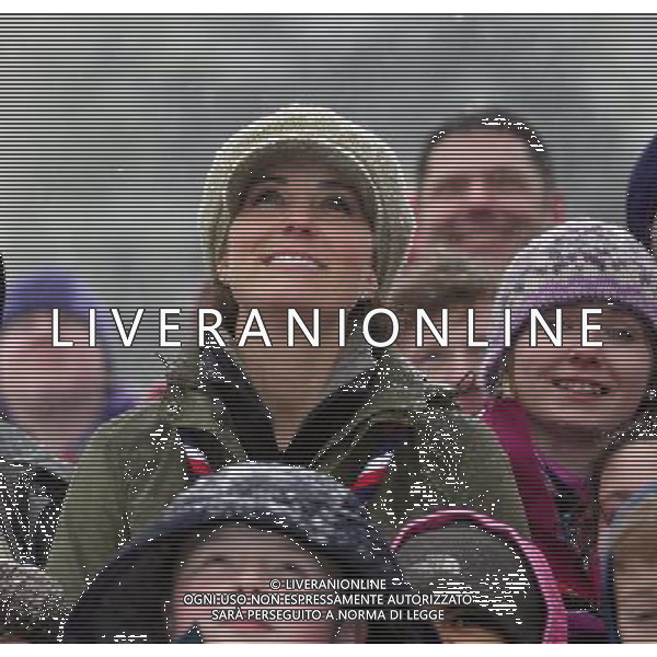 Staff picture from: Andy Stenning Duchess of Cambridge, Kate Middleton at Great Tower Scout camp,, Cumbria braving the snow lighting fires and making bread twists AG ALDO LIVERANI S A S ONLY ITALY