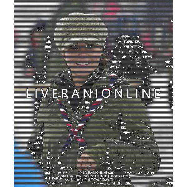 Staff picture from: Andy Stenning Duchess of Cambridge, Kate Middleton at Great Tower Scout camp,, Cumbria braving the snow lighting fires and making bread twists AG ALDO LIVERANI S A S ONLY ITALY