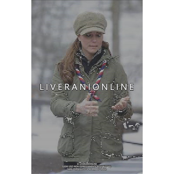 Staff picture from: Andy Stenning Duchess of Cambridge, Kate Middleton at Great Tower Scout camp,, Cumbria braving the snow lighting fires and making bread twists. getting bread doe all over her hands AG ALDO LIVERANI S A S ONLY ITALY
