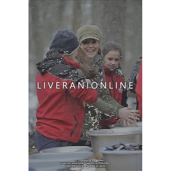 Staff picture from: Andy Stenning Duchess of Cambridge, Kate Middleton at Great Tower Scout camp,, Cumbria braving the snow lighting fires and making bread twists. getting bread doe all over her hands AG ALDO LIVERANI S A S ONLY ITALY