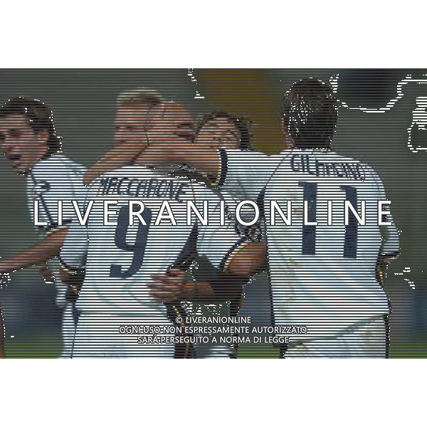 Parma 16-09-2004 Coppa UEFA 2004/05 Parma-Maribor 3:2 nella foto maccarone esulta con gilardino e bolano ph marco Luzzani/ag aldo liverani s.a.s.