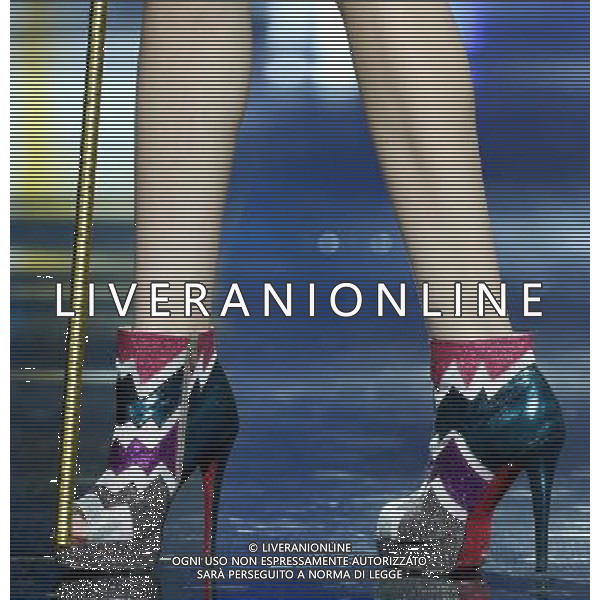 (130326) -- BEIJING, March 26, 2013 () -- A model presents fashion shoes of the G VILL Mark Cheung Shoes Collection during the China Fashion Week in Beijing, capital of China, March 25, 2013. (/Chen Jianli) (ry) ©Photoshot/AGENZIA ALDO LIVERANI SAS-ITALY ONLY - EDITORIAL USE ONLY