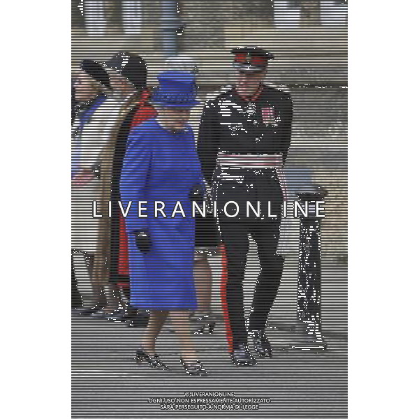 Her Majesty The Queen, accompanied by His Royal Highness The Duke of Edinburgh will attend the Royal Maundy Service at Christ Church Cathedral then onto to a reception at the Deanery and then lunch as guests of Oriel College - ©photoshot/AGENZIA ALDO LIVERANI SAS - ITALY ONLY - REALI INGLESI: La Regina ELISABETTA II, con il marito Filippo Duca di Edimburgo al Royal Service Santo alla Christ Church Cathedral poi su di un ricevimento presso il Decanato e poi pranzo come ospiti di Oriel College