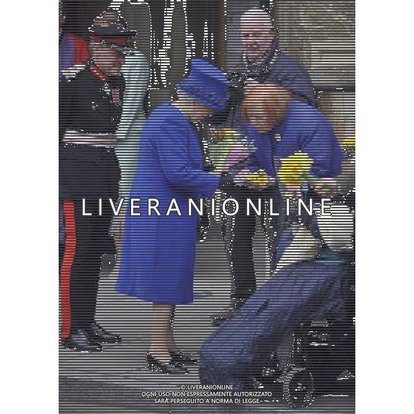 Her Majesty The Queen, accompanied by His Royal Highness The Duke of Edinburgh will attend the Royal Maundy Service at Christ Church Cathedral then onto to a reception at the Deanery and then lunch as guests of Oriel College - ©photoshot/AGENZIA ALDO LIVERANI SAS - ITALY ONLY - REALI INGLESI: La Regina ELISABETTA II, con il marito Filippo Duca di Edimburgo al Royal Service Santo alla Christ Church Cathedral poi su di un ricevimento presso il Decanato e poi pranzo come ospiti di Oriel College