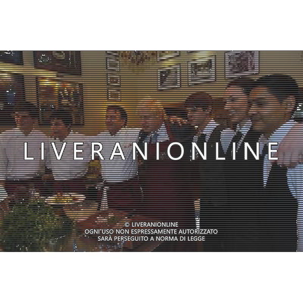 Photo call for Mayor of London, Boris Johnson, with Chef Raymond Blanc with his new apprentices hired as part of the Mayor\'s drive to boost apprenticeships in the capital. Brasserie Blanc, 60 Threadneedle Street, London, Britain 06 March 2013. /AGENZIA ALDO LIVERANI SAS/ITALY ONLY - EDITORIAL USE ONLY