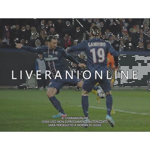 UEFA Champions League\'s quarter-final first leg between Paris Saint-Germain FC and FC Barcelona at the Parc des Princes stadium on April 2, 2013 in Paris France, Parc des Princes, Paris St Germain v Barcelona (2-2) Champions League Quarter Final 1st Leg 02/04/2013 Zlatan Ibrahimovich (PSG) scores equaliser to make it 1-1 Photo: Roger Parker Fotosports International ©photoshot/AGENZIA ALDO LIVERANI SAS - ITALY ONLY - PSG Paris Saint Germain FC - FC Barcellona Gara di andata di UEFA Champions League quarti di finale allo stadio Parc des Princes a Parigi, Francia 2 aprile 2013 - gol